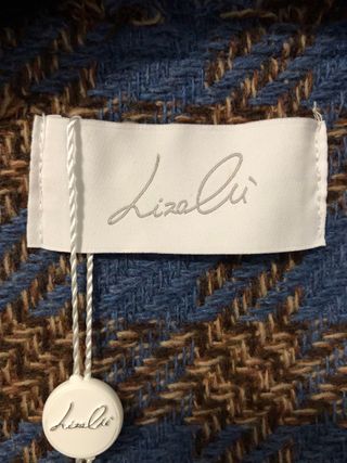 Giacca lana misto blu e marrone