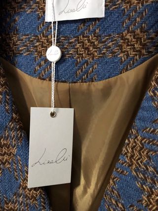 Giacca lana misto blu e marrone