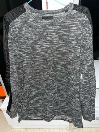 Sudadera gris y negra hombre