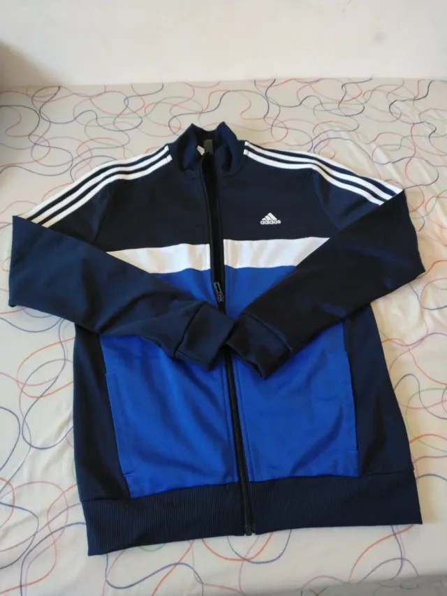 Chaqueta Adidas niño azul y blanco