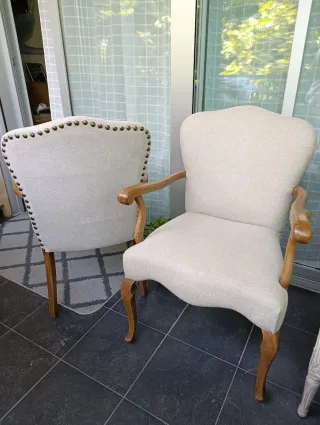 Sillones Luis XV restauradas Beige Madera (2 unds)