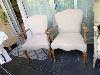 Sillones Luis XV restauradas Beige Madera (2 unds)