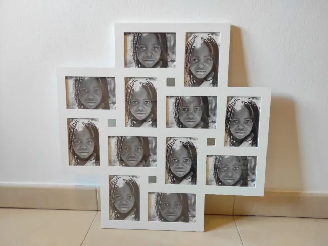 Marco portafotos blanco para 12 fotos