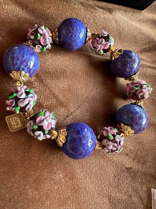 Collar antiguo vidrio Murano morado y rosa