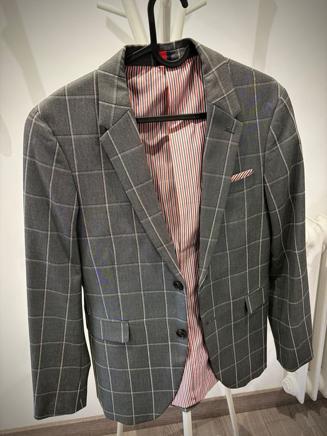 Blazer cuadros Zara gris