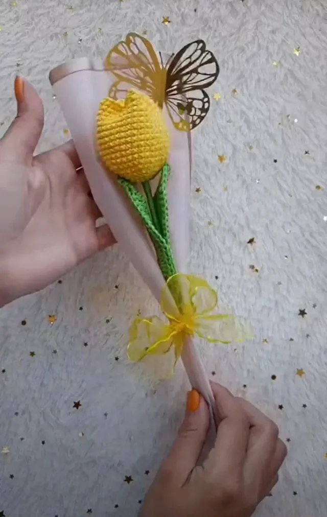 Tulipán tejido a crochet