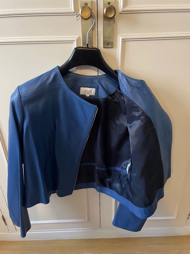 Chaqueta Piel Zendra Azul Talla M