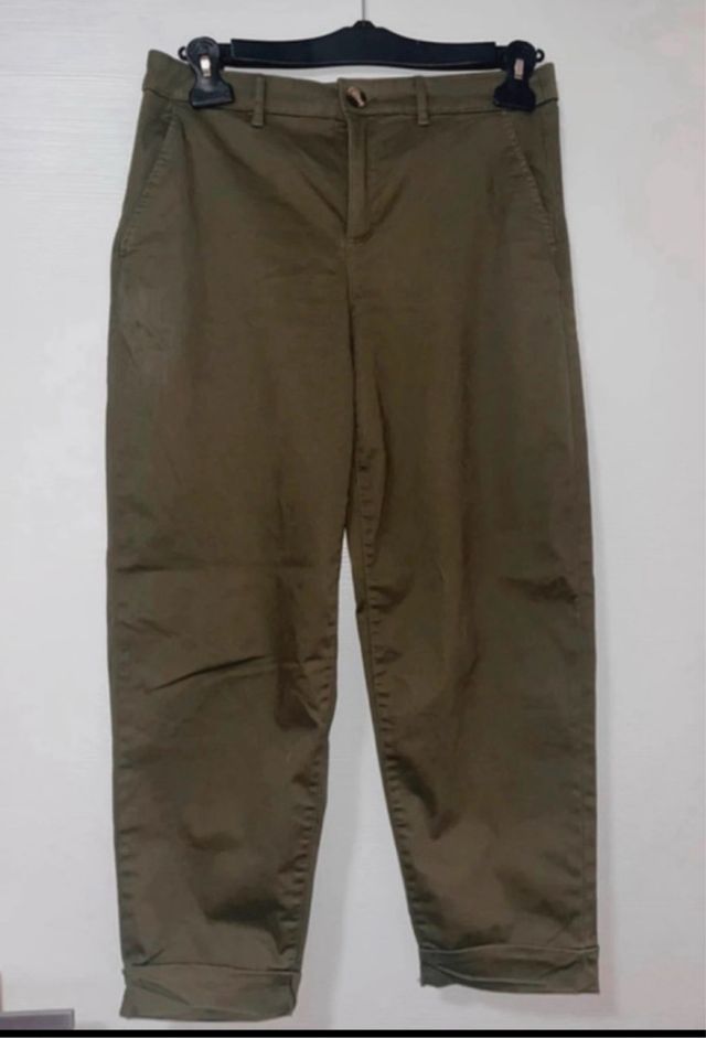 Pantaloni morbidi cotone verde militare