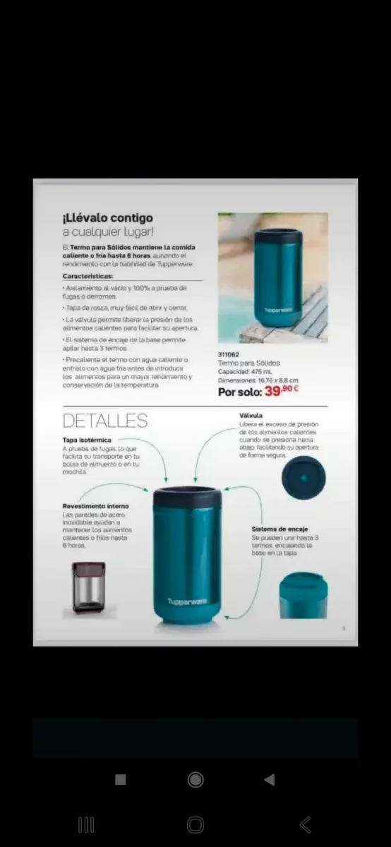 Termo Tupperware Azul y Negro