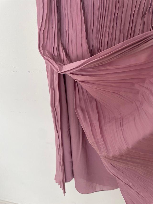 Falda larga plisada rosa Amitié