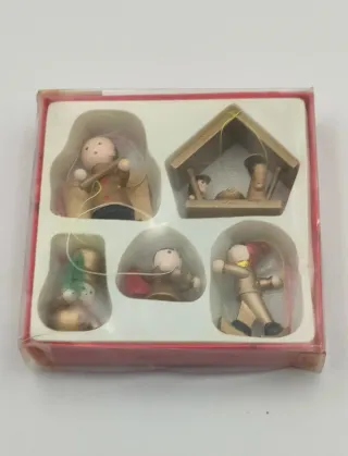 Adornos Navidad Madera Antiguos Set