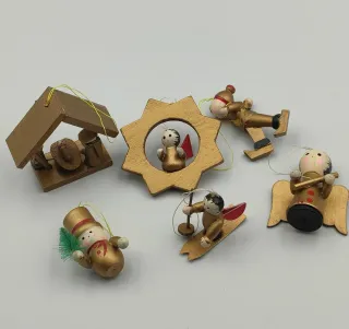 Adornos Navidad Madera Antiguos Set