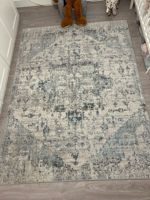 Alfombra estilo vintage azul y gris 2.14m x 1.60m