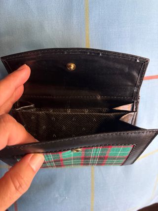 Cartera Billetero Cuadros piel? negra