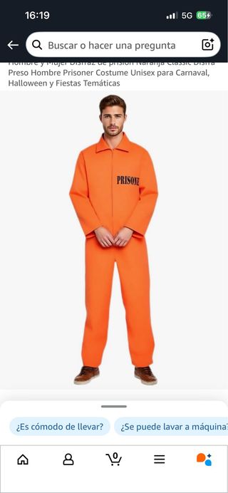 Disfraz Preso Naranja Unisex