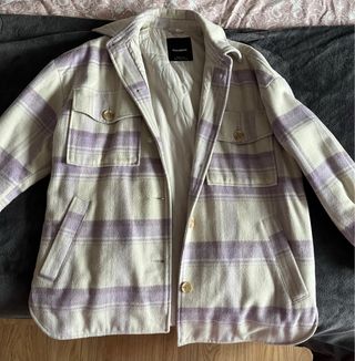 Chaqueta-abrigo cuadros Pull&Bear oversize