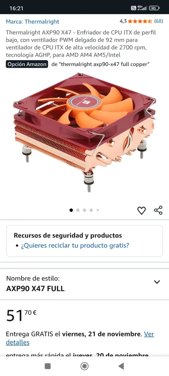 Disipador Thermalright AXP90-X47 FULL Cobre