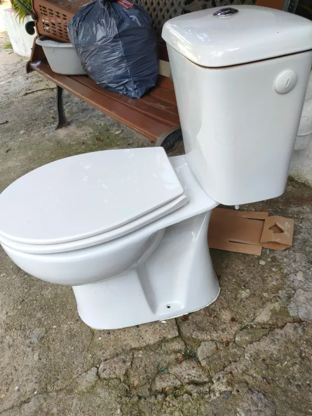 Inodoro blanco de porcelana