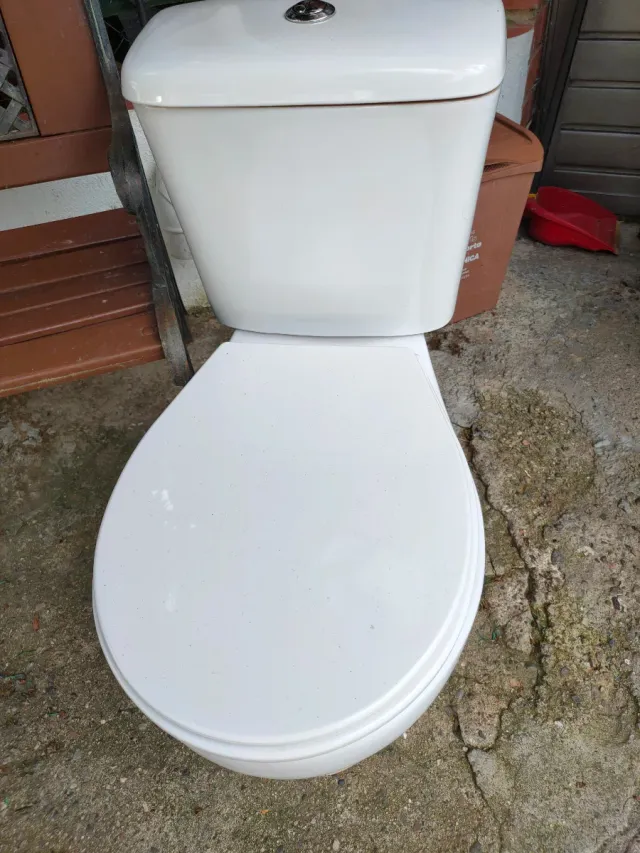 Inodoro blanco de porcelana