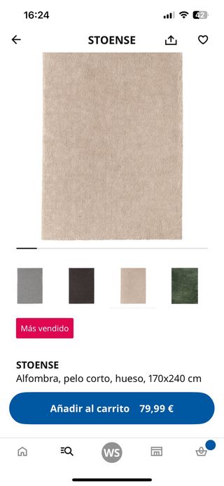 Alfombra IKEA Stoense Hueso 170x240cm