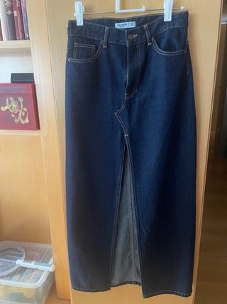 Falda vaquera Pull&Bear larga azul