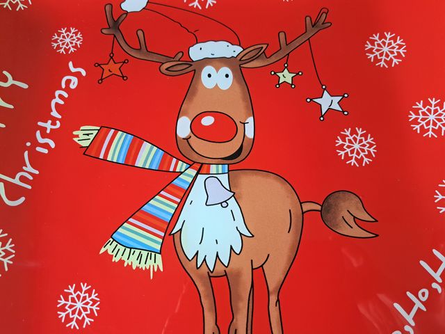 Piatto Natale Renna Vetro Rosso