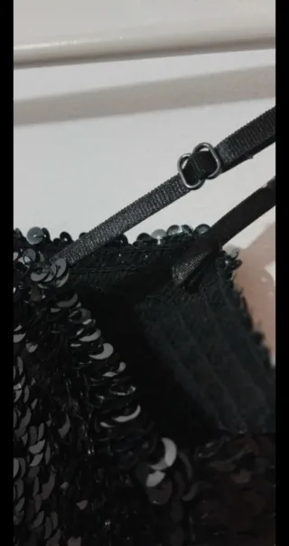 Vestido de fiesta lentejuelas negro y plata