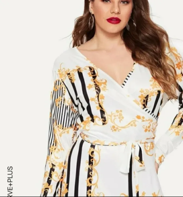 Vestido dorado y blanco