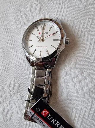 Reloj Curren Hombre Plata y Blanco