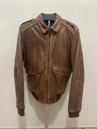 Chaqueta Aviador Polipiel Mango Marrón