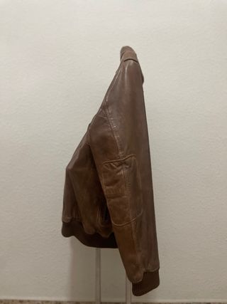 Chaqueta Aviador Polipiel Mango Marrón