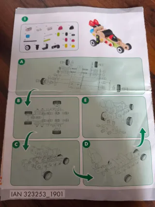 Juego construcción madera caja herramientas