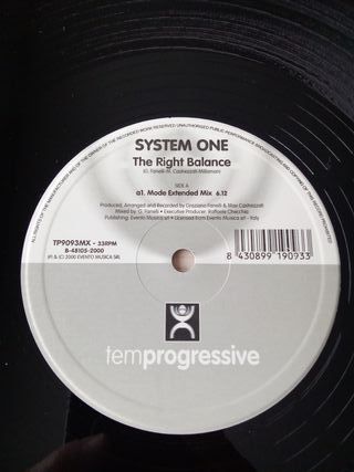SYSTEM ONE - THE RIGHT BALANCE - VINILO REMEMBER