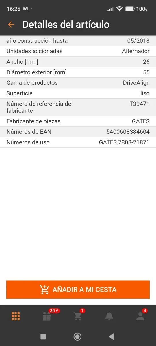 Tensor Correa poli v Gates T39471 Mercedes W205