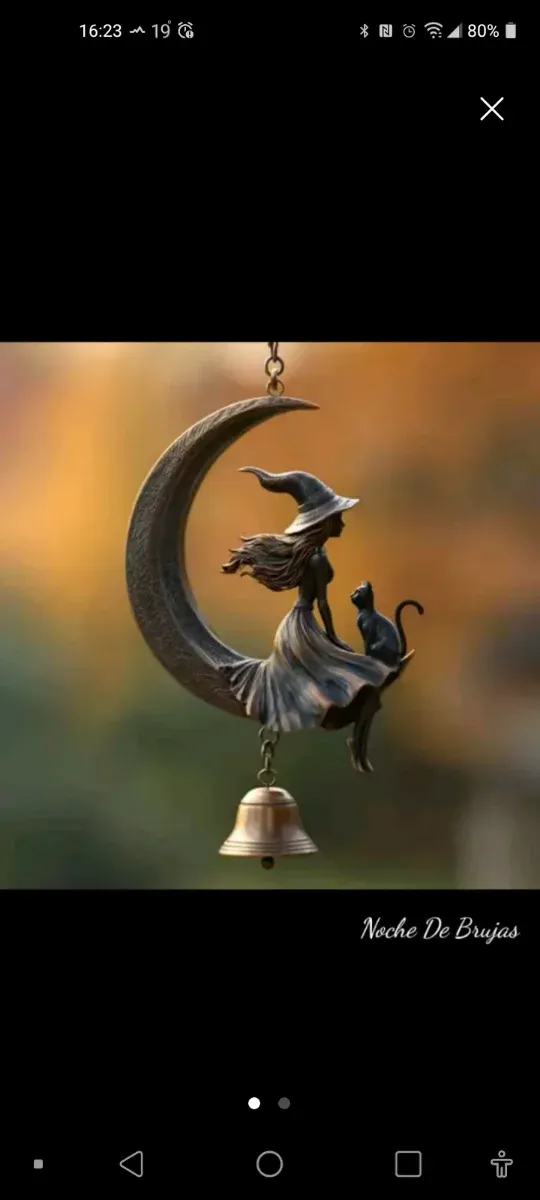 Campanilla Noche de Brujas Luna y Gato