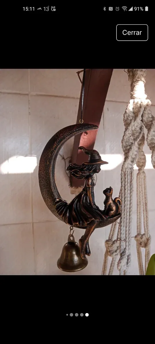 Campanilla Noche de Brujas Luna y Gato