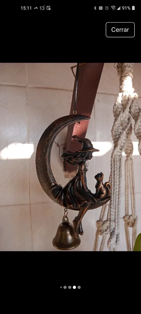 Campanilla Noche de Brujas Luna y Gato