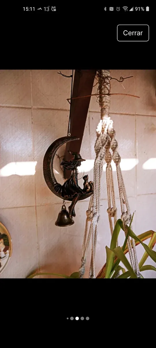 Campanilla Noche de Brujas Luna y Gato