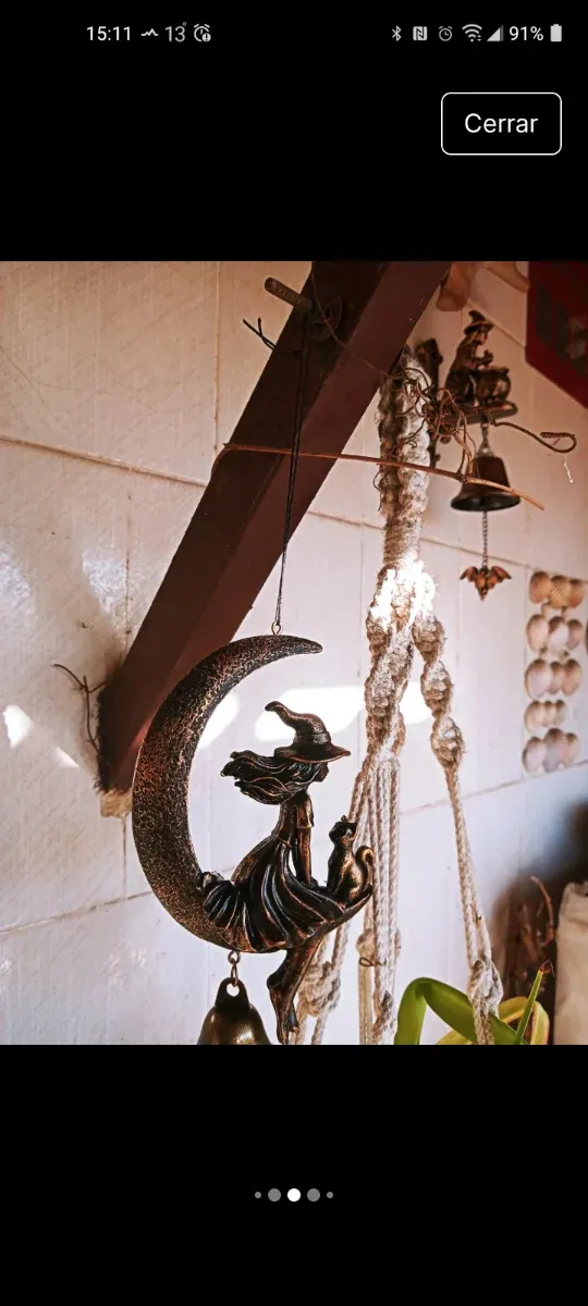 Campanilla Noche de Brujas Luna y Gato