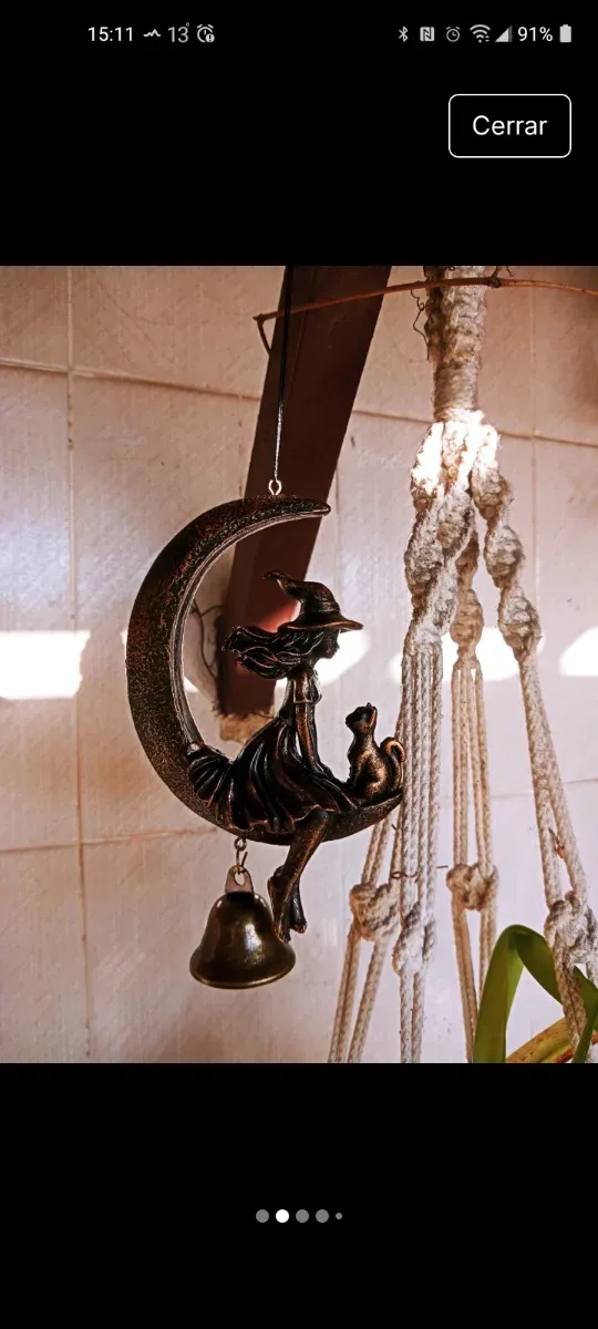 Campanilla Noche de Brujas Luna y Gato