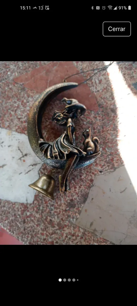 Campanilla Noche de Brujas Luna y Gato