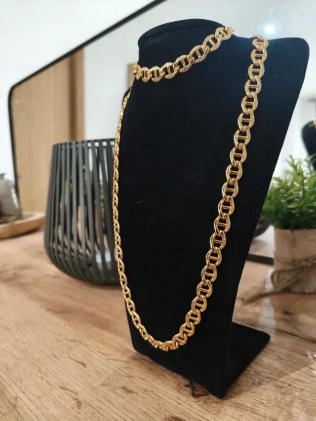 Cadena y pulsera laminada oro eslabón marinero A++