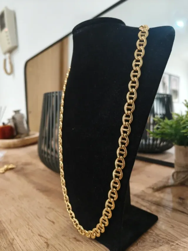 Cadena y pulsera laminada oro eslabón marinero A++