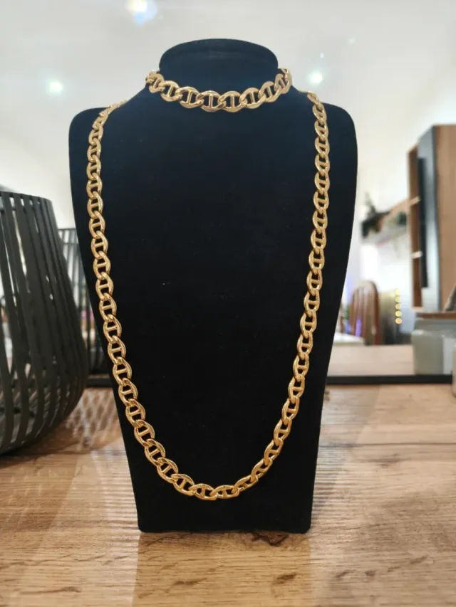 Cadena y pulsera laminada oro eslabón marinero A++