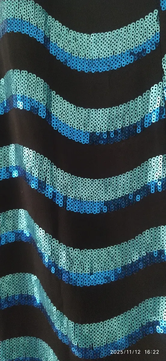 Vestido lentejuelas ondas azul, negro y celeste