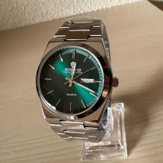 Reloj Hombre Esfera Verde y Plata