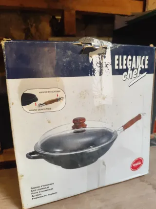 Wok Elegance Chef Aluminio Fundido con Tapa