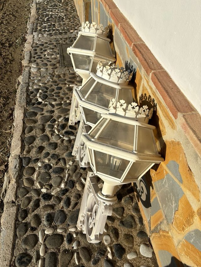 Faroles de metal y cristal (Set de 3)