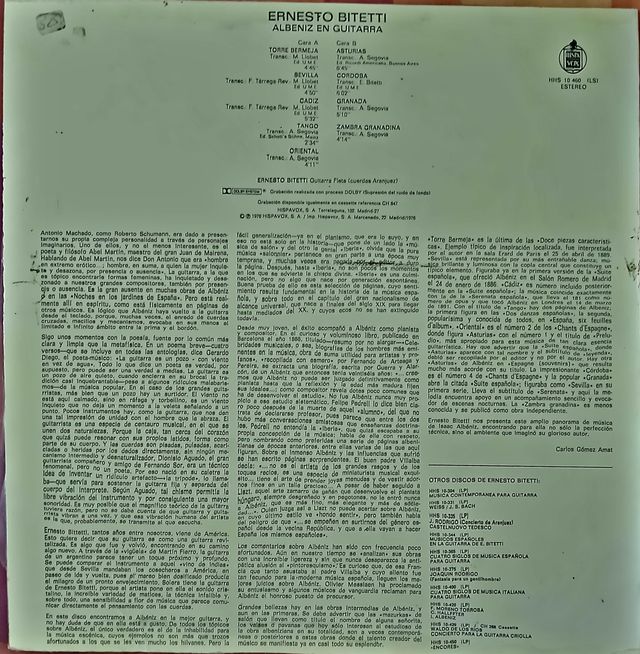 Ernesto Bitetti Albéniz en Guitarra Hispavox