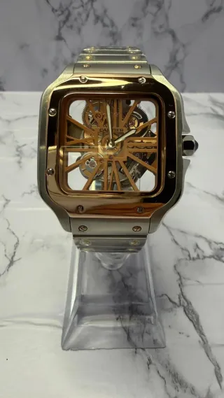 Cartier Santos Skeleton Oro y Acero